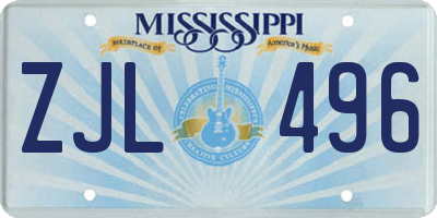 MS license plate ZJL496