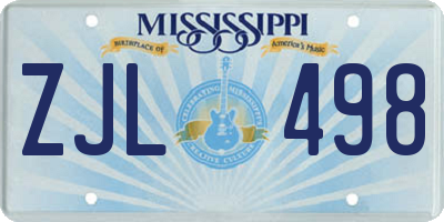 MS license plate ZJL498