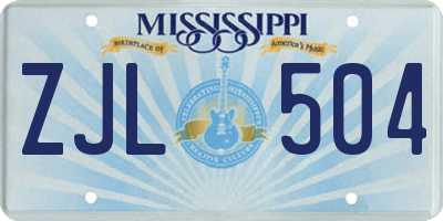 MS license plate ZJL504