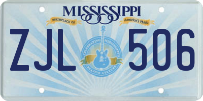 MS license plate ZJL506
