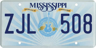 MS license plate ZJL508