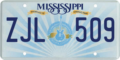MS license plate ZJL509