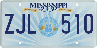 MS license plate ZJL510