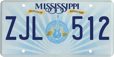 MS license plate ZJL512