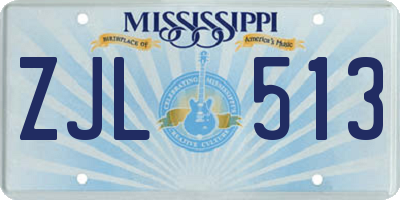 MS license plate ZJL513