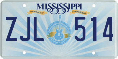MS license plate ZJL514