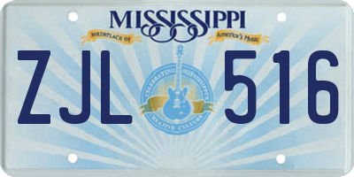 MS license plate ZJL516