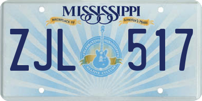 MS license plate ZJL517