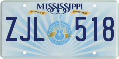 MS license plate ZJL518