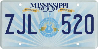 MS license plate ZJL520