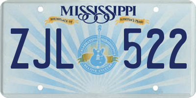MS license plate ZJL522