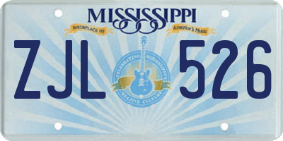 MS license plate ZJL526
