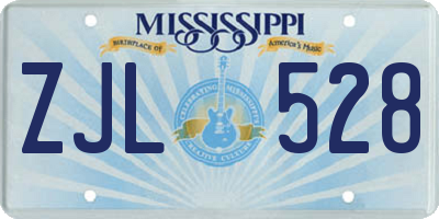 MS license plate ZJL528