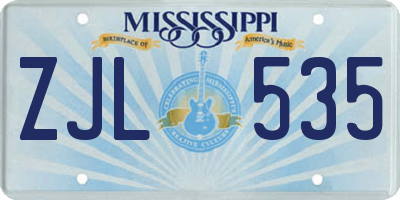 MS license plate ZJL535