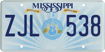 MS license plate ZJL538