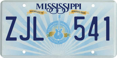 MS license plate ZJL541