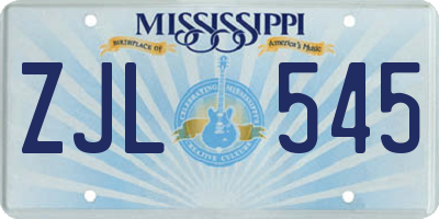 MS license plate ZJL545