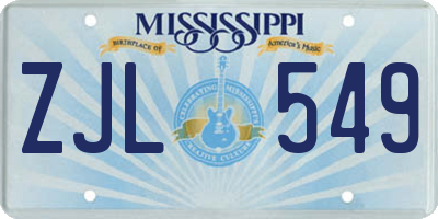 MS license plate ZJL549