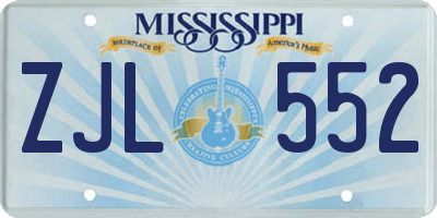 MS license plate ZJL552