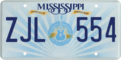 MS license plate ZJL554