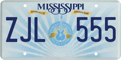 MS license plate ZJL555