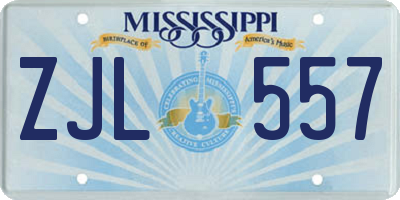 MS license plate ZJL557