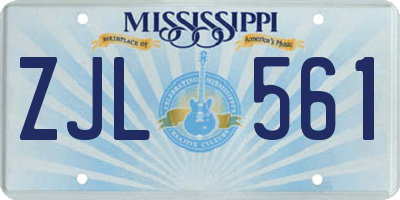 MS license plate ZJL561