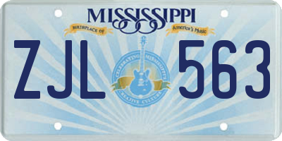MS license plate ZJL563