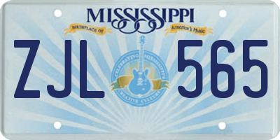 MS license plate ZJL565