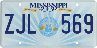 MS license plate ZJL569
