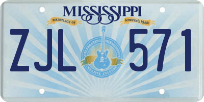 MS license plate ZJL571