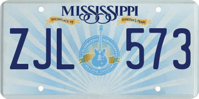 MS license plate ZJL573