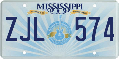 MS license plate ZJL574