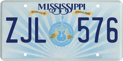 MS license plate ZJL576
