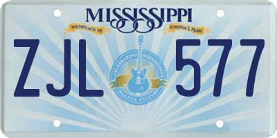 MS license plate ZJL577