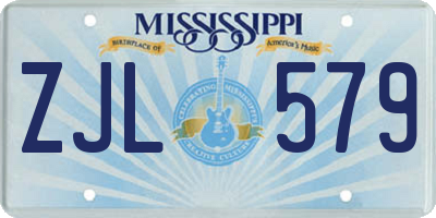 MS license plate ZJL579