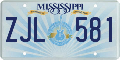 MS license plate ZJL581