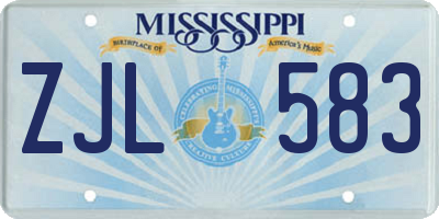 MS license plate ZJL583