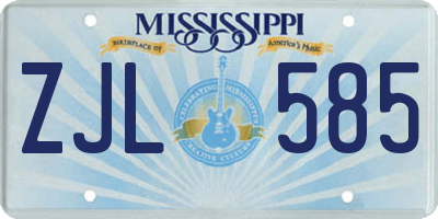 MS license plate ZJL585