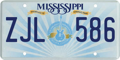 MS license plate ZJL586