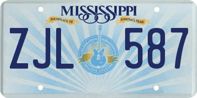 MS license plate ZJL587