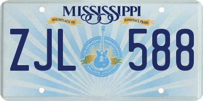 MS license plate ZJL588