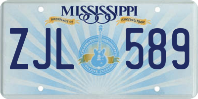 MS license plate ZJL589