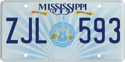 MS license plate ZJL593