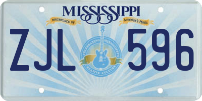 MS license plate ZJL596