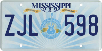 MS license plate ZJL598