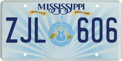 MS license plate ZJL606