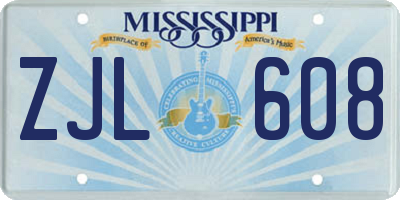 MS license plate ZJL608