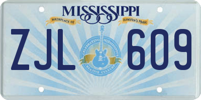 MS license plate ZJL609