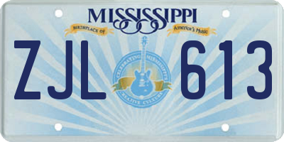 MS license plate ZJL613